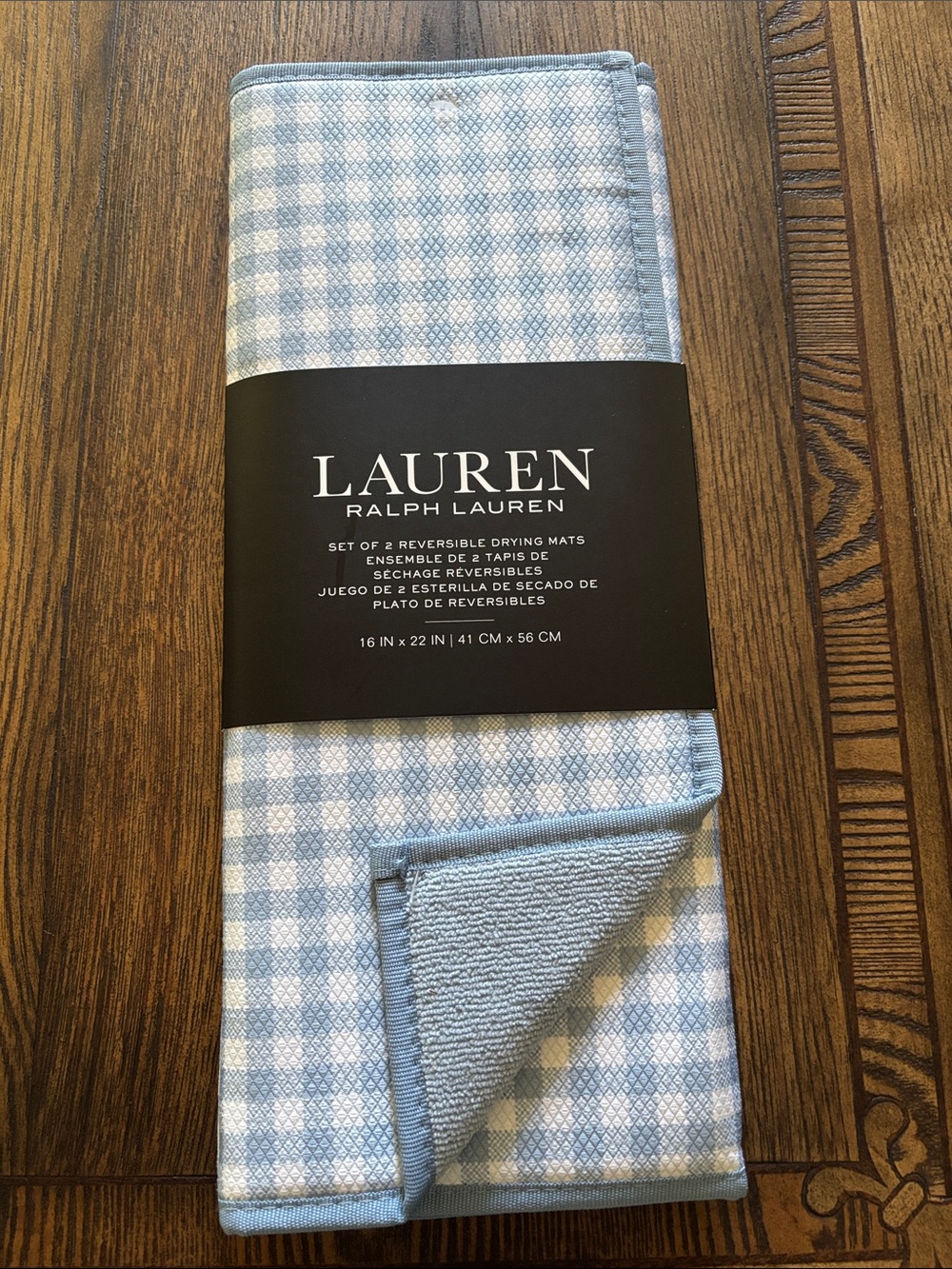 Ralph Lauren Drying Mats - Blue & White - NWT - Set of 2